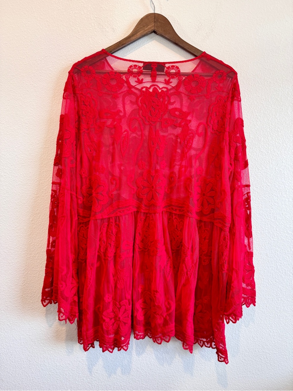 Lane Bryant Boho Fairycore Sheer Lace Tunic Top Red Romantic Goth Plus 18/20 D36 - Picture 9 of 9